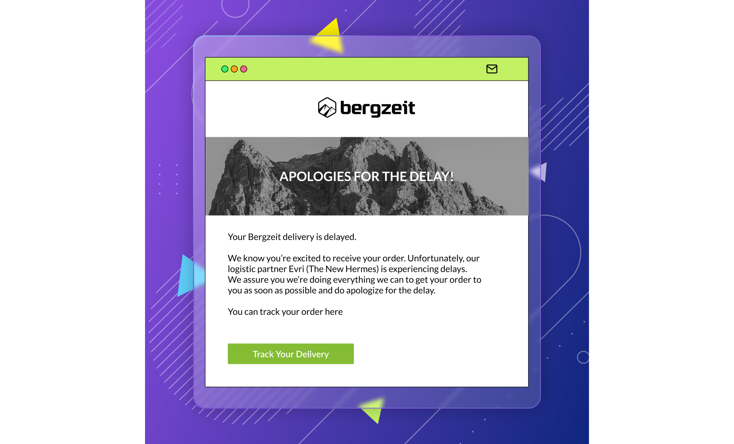Bergzeit sends email notifications when orders are delayed