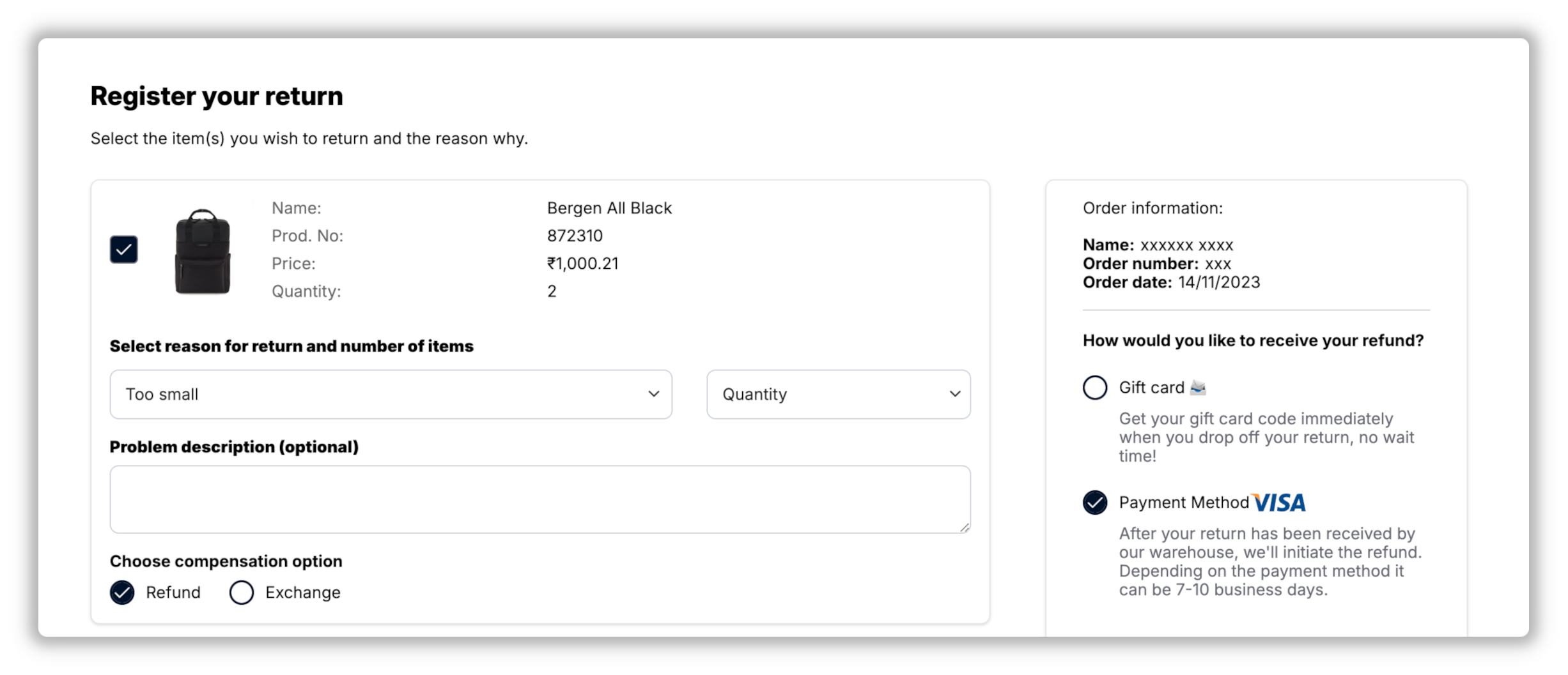 Display customer's payment provider in returns portal