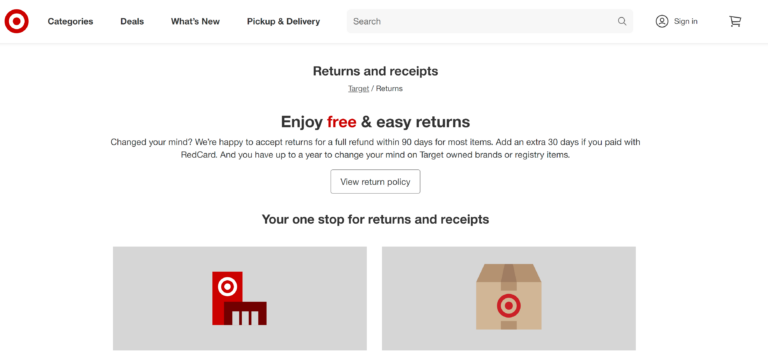 accessible product returns instructions on website