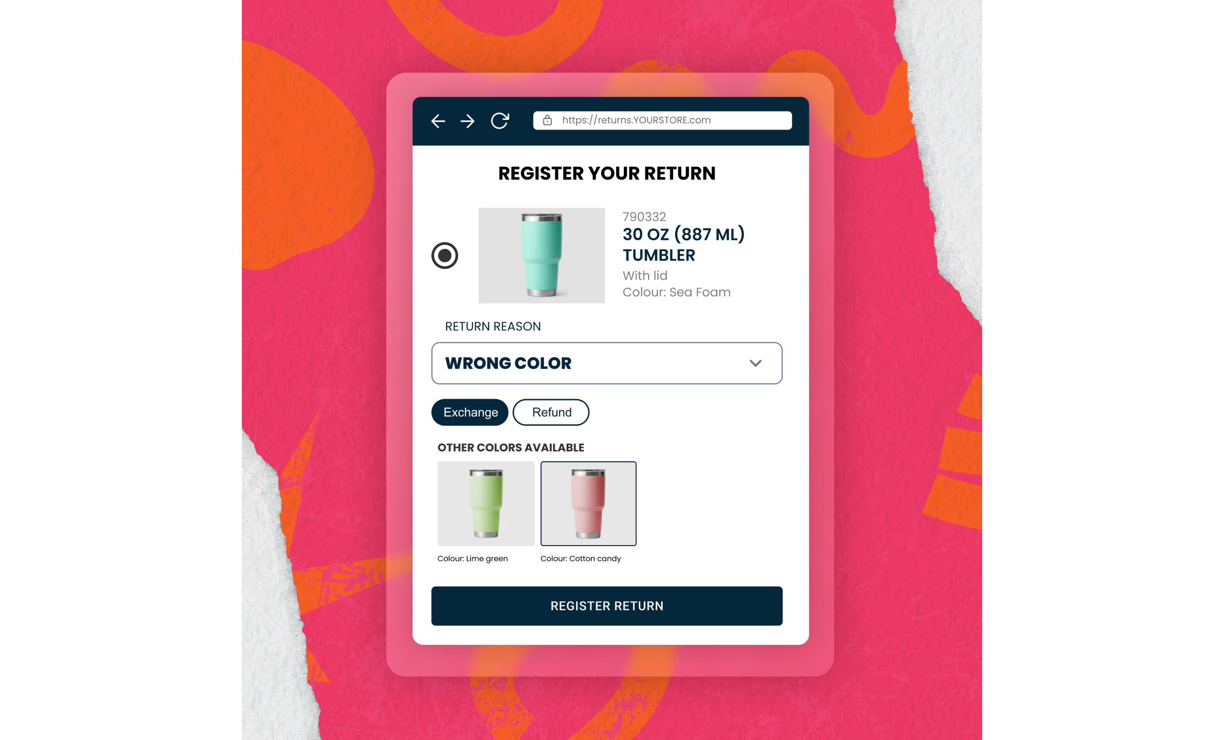Self-service portal that offers exchanges with different options