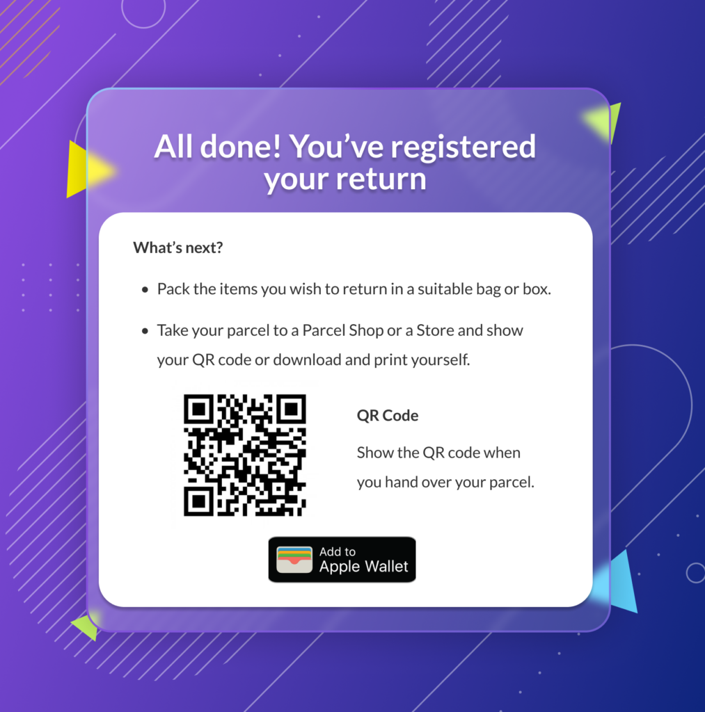 Returns qr code add to wallet