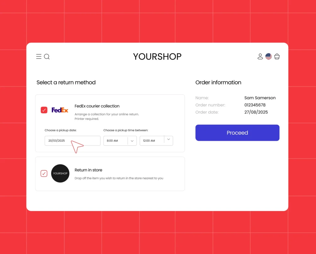 Select different return methods with parcelLab's return management software