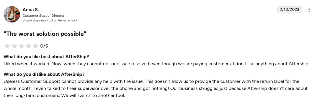 Aftership review on G2