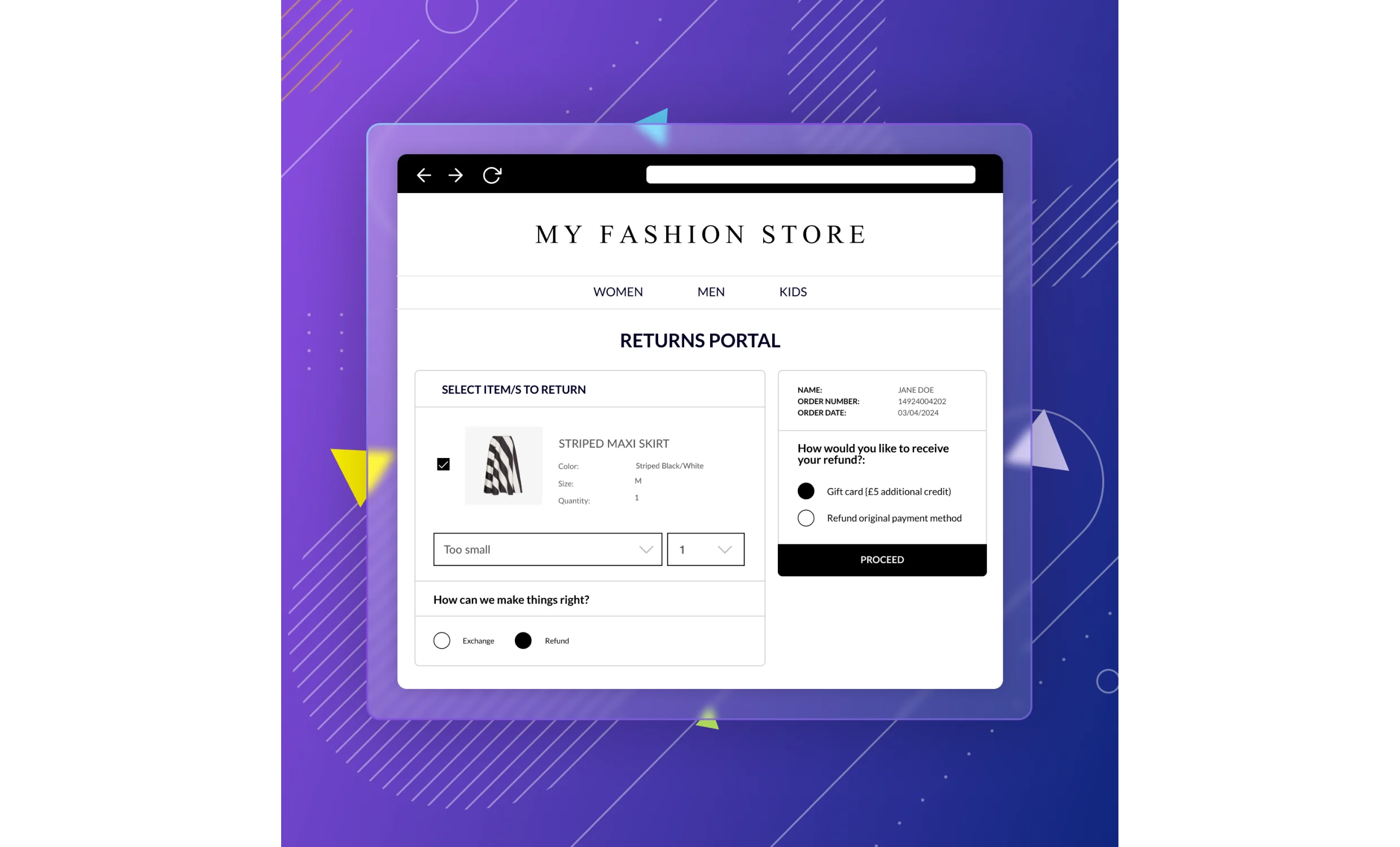 Returns portal - gift card as a refund option