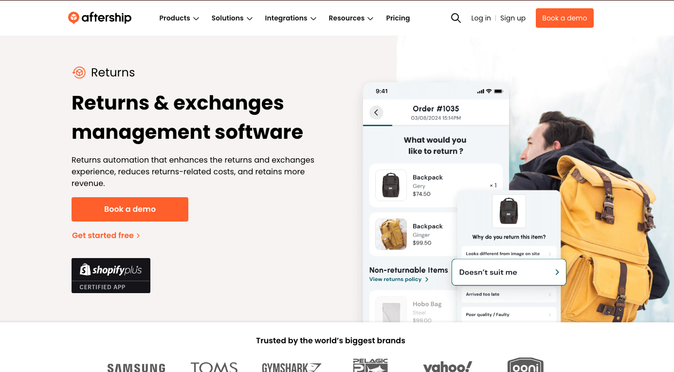 AfterShip's return management webpage