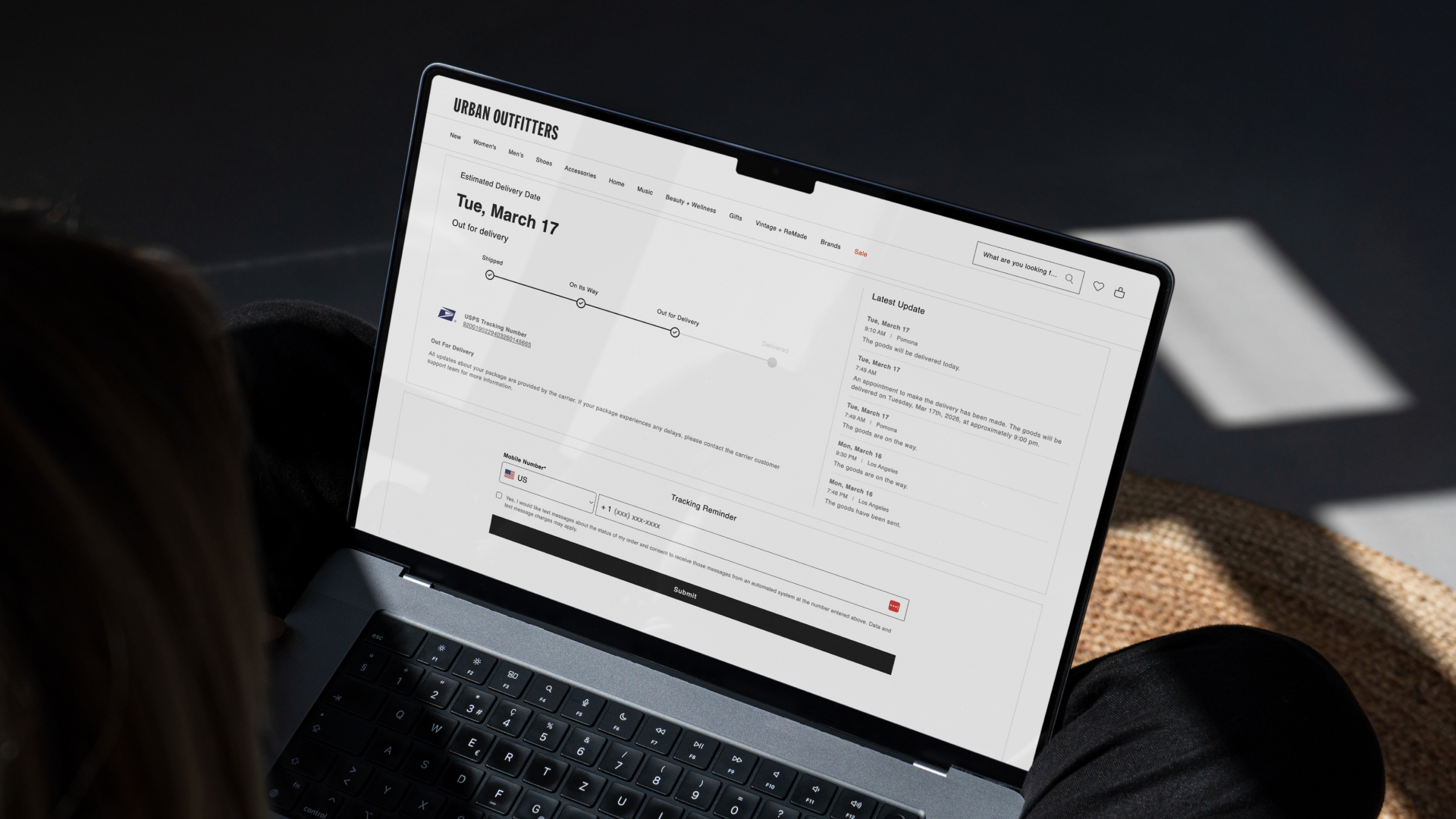 Urban Outfitters tracking page