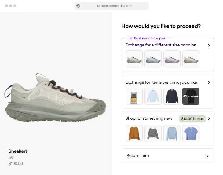 Loop has features for supporting on-store spending by offering replacements instead of returns