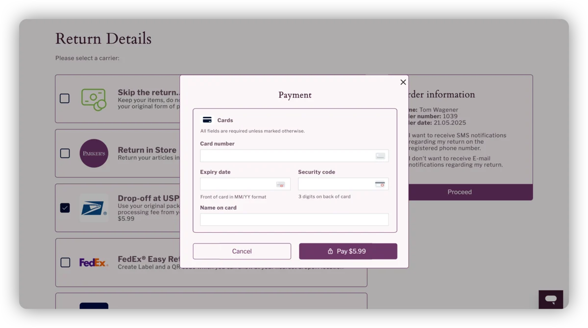 Payment integration for Returns and App updates cover