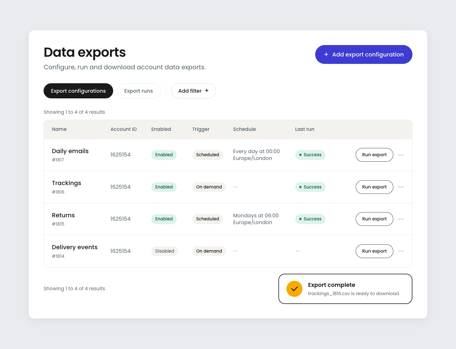 Self-service data exports cover