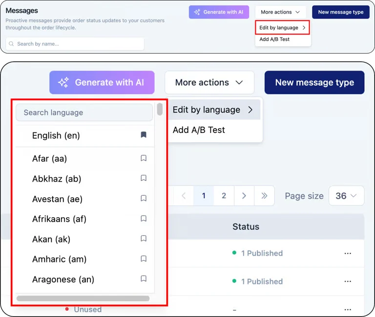 Edit messages by language cover